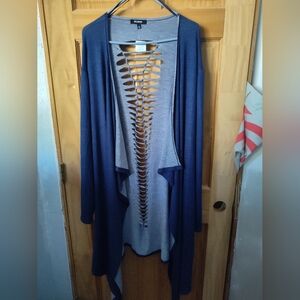 Nwt Blue Open-Front Sweater with Cut-Out Design long sleeve cardigan